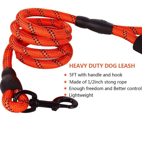 Comfortable Padded Handle Reflective Rope Dog Leash